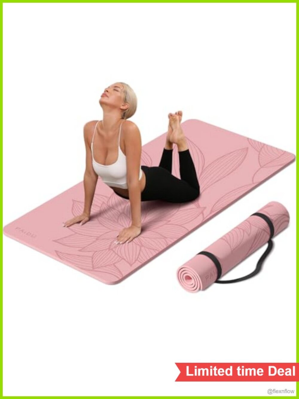 Extra Wide Non-Slip Exercise Mat 10mm Thick with Carrying Strap for Yoga